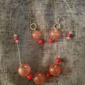 Awesome Italian Blown Glass Necklace Earrings Set